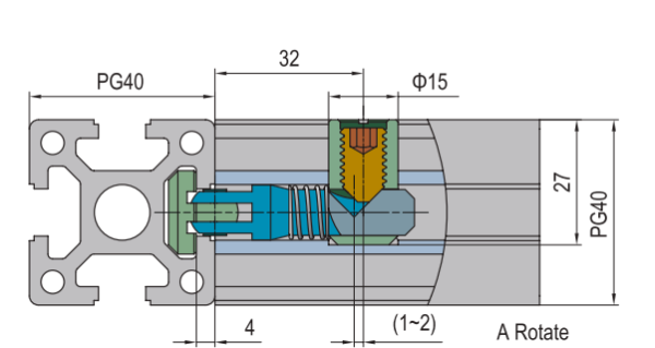 Conector de Anclaje para perfil de aluminio PG40-Oblicuo (Modelo P) - Imagen 2