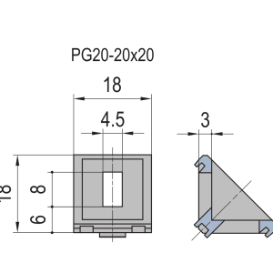 Escuadra de fundición-PG20-20×20 (set M)