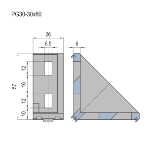 Escuadra de fundición-PG30-30×60 (set A)