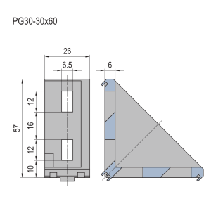 Escuadra de fundición-PG30-30×60 (set A)