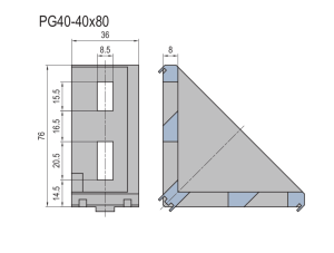 Escuadra de fundición-PG40-40×80 (set F)