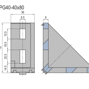 Escuadra de fundición-PG40-40×80 (set F)