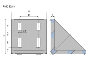 Escuadra de fundición-PG40-80×80 (set F)