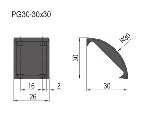 Tapa Cobertor de Escuadra-PG30-3030 (pc)