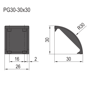 Tapa Cobertor de Escuadra-PG30-3030 (pc)