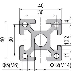 Perfil de Aluminio PG40 40×40 4 slots Heavy